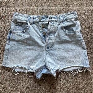 Zara Blue Jean Shorts with Distressed Hem / Dad Shorts